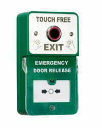 Dual Unit Exit and Emergency Door release with Alarm and No Touch Exit button with LED. Door Entry Systems